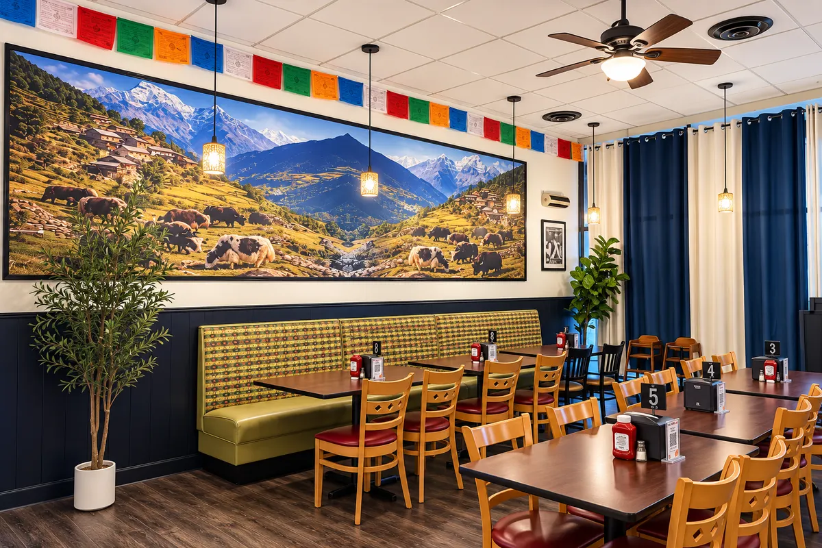 The dining room at Hamro Restaurant